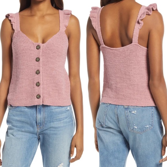 Madewell Tops - Madewell ruffle strap button front sweater tank top